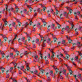 Red Multicolor Floral Printed Viscose Modal Satin Fabric, 110 Cms Width, India-D24812