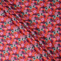 Red Multicolor Floral Printed Viscose Modal Satin Fabric, 110 Cms Width, India-D24812