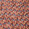 Peach Multicolor Floral Printed Viscose Modal Satin Fabric, 110 Cms Width, India-D24808