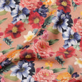Peach Multicolor Floral Printed Viscose Modal Satin Fabric, 110 Cms Width, India-D24808