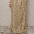 Golden Beige Premium French Metallic Chantilly Saree Lace, 5.5 Mtrs Length, 110 Cms Width, Made in France-D24442