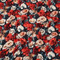 Multicolor Rose Floral Print on Premium Pure Italian Silk Satin Fabric, 140 Cms Width, Italy-D24769
