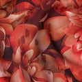 Red Floral Abstract Print on Premium Pure Italian Silk Satin Fabric, 140 Cms Width, Italy-D24770