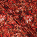 Red Floral Abstract Print on Premium Pure Italian Silk Satin Fabric, 140 Cms Width, Italy-D24770