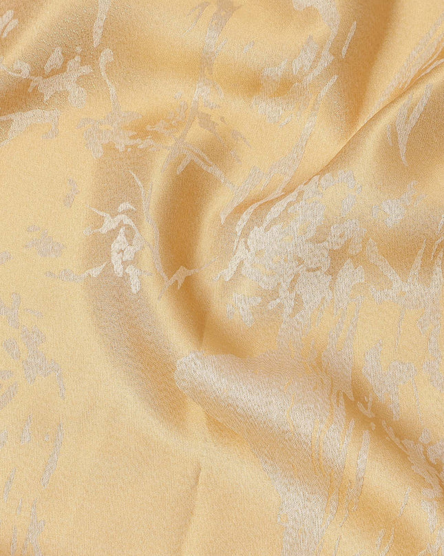 Mustard Yellow Pure Silk Satin Fabric with Subtle Metallic Finish, 140 Cms Width, South Korea-D25344