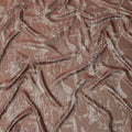 Brown Pure Silk Satin Fabric with Abstract Metallic Design, 140 Cms Width, South Korea-D25350