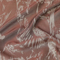 Brown Pure Silk Satin Fabric with Abstract Metallic Design, 140 Cms Width, South Korea-D25350