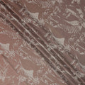 Brown Pure Silk Satin Fabric with Abstract Metallic Design, 140 Cms Width, South Korea-D25350