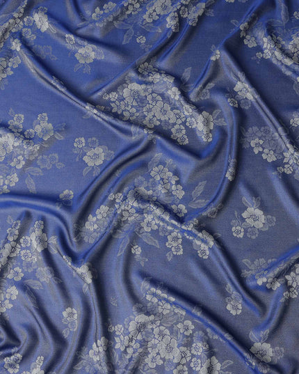 Blue Self Design Crepe Fabric 140cm
