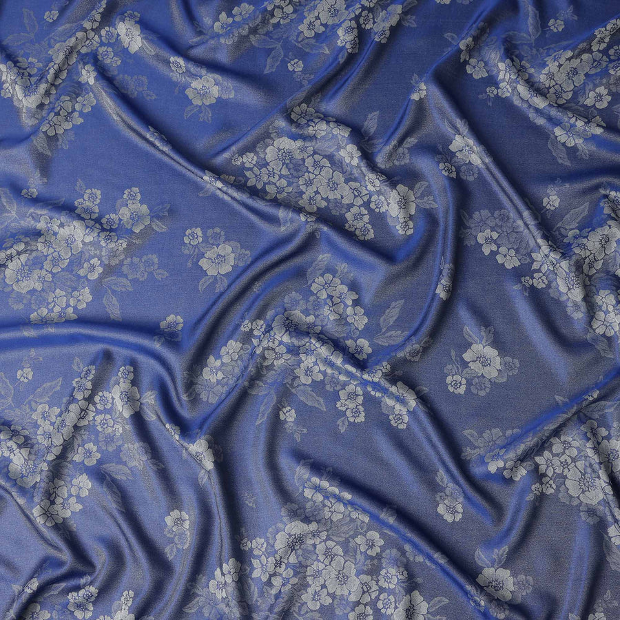 Blue Self Design Crepe Fabric 140cm