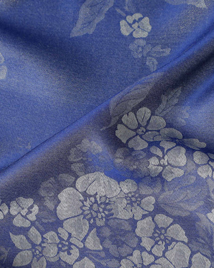 Blue Self Design Crepe Fabric 140cm