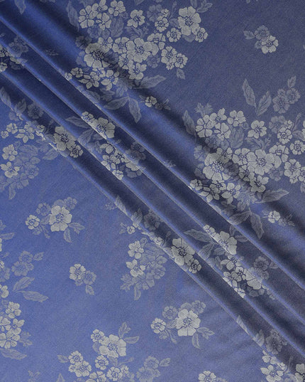 Blue Self Design Crepe Fabric 140cm