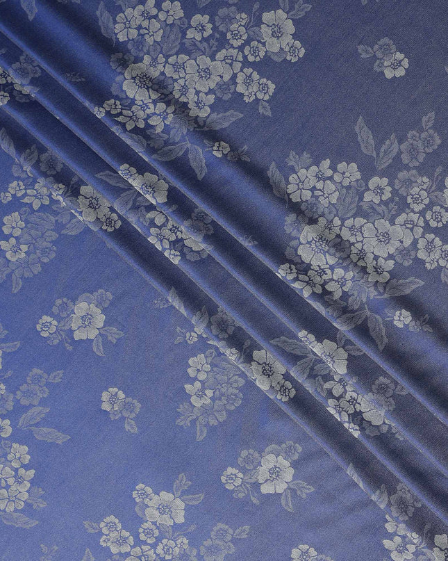 Blue Self Design Crepe Fabric 140cm