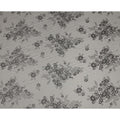 Grey Pure Silk Satin Fabric with Floral Metallic Design, 140 Cms Width, South Korea-D25349
