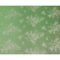 Green Pure Silk Satin Fabric with Floral Metallic Design, 140 Cms Width, South Korea-D25352