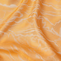 Orange Pure Silk Satin Fabric with Abstract Metallic Design, 140 Cms Width, South Korea-D25346