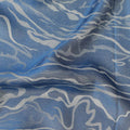 Blue Pure Silk Satin Fabric with Abstract Metallic Design, 140 Cms Width, South Korea-D25351