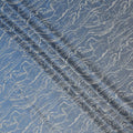 Blue Pure Silk Satin Fabric with Abstract Metallic Design, 140 Cms Width, South Korea-D25351