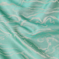 Aqua Blue Pure Silk Satin Fabric with Abstract Metallic Design, 140 Cms Width, South Korea-D25348