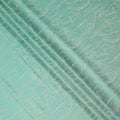 Aqua Blue Pure Silk Satin Fabric with Abstract Metallic Design, 140 Cms Width, South Korea-D25348