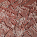 Rust Red Pure Silk Satin Fabric with Floral Metallic Design, 140 Cms Width, South Korea-D25347