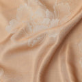 Peach Pure Silk Satin Fabric with Floral Metallic Finish, 140 Cms Width, South Korea-D25345