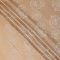 Peach Pure Silk Satin Fabric with Floral Metallic Finish, 140 Cms Width, South Korea-D25345
