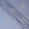 Blue Pure Silk Satin Fabric with Floral Jacquard Design, 140 Cms Width, South Korea-D25353