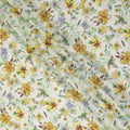 Ivory Yellow Watercolor Floral Printed Viscose Crepe Fabric Soft Lightweight Botanical Flower Print Dressmaking Sewing Craft Fabric 110 Cms Width Made In India-D28342