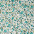 White Teal Watercolor Floral Printed Viscose Crepe Fabric Soft Lightweight Botanical Flower Print Dressmaking Sewing Craft Fabric 110 Cms Width Made In India-D28345