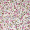 Ivory Pink Watercolor Floral Printed Viscose Crepe Fabric Soft Lightweight Botanical Flower Print Dressmaking Sewing Craft Fabric 110 Cms Width Made In India-D28344
