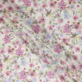 Ivory Pink Watercolor Floral Printed Viscose Crepe Fabric Soft Lightweight Botanical Flower Print Dressmaking Sewing Craft Fabric 110 Cms Width Made In India-D28344