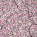 Pink Floral Printed Viscose Crepe Fabric 110 Cms Width India-D27742