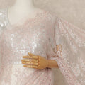Blush Pink Premium French Metallic Chantilly Saree Lace With Stonework 5.5 Mtrs 110 Cms Width France-D27775