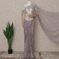Lavender Lilac Premium French Chantilly Lace Saree with Stone Work – 5.5 Meters Fabric Length, Width 110 cm, Imported from France  & Blouse Not Included-D26591 Regal Fabrics