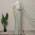 Mint Green Premium French 2Tone Chantilly Lace Saree with Stone Work, Width 110 Cms, 5.5 Mtrs, France-D25587
