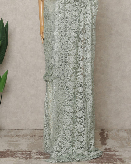 Mint Green Premium French 2Tone Chantilly Lace Saree with Stone Work, Width 110 Cms, 5.5 Mtrs, France-D25587