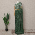 Bottle Green Premium French 2-Tone Chantilly Lace Saree with Stonework, 5.5 Mtrs with 110 Cms Width, Imported from France-D25426