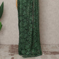 Bottle Green Premium French 2-Tone Chantilly Lace Saree with Stonework, 5.5 Mtrs with 110 Cms Width, Imported from France-D25426