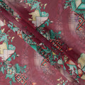 Maroon Multi-Color Geometric Floral Printed Somali Cotton Voile Dirac Fabric, 3.5 Mtrs Piece, 140 cm Width, Made in India-D26656