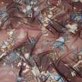 Brown Cotton Voile Traditional Sudanese Thobe with Abstract Print, 4.5 Mtrs Piece, Width 140 Cms, Made in India-D26468