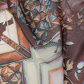Brown Cotton Voile Traditional Sudanese Thobe with Abstract Print, 4.5 Mtrs Piece, Width 140 Cms, Made in India-D26468