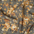 Olive Green Cotton Voile Traditional Sudanese Thobe with Mustard Floral Print, 4.5 Mtrs Piece, Width 140 Cms, Made in India-D26466