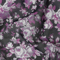 Black & Purple Cotton Voile Traditional Sudanese Thobe with Floral Print, 4.5 Mtrs Piece, Width 140 Cms, Made in India-D26463