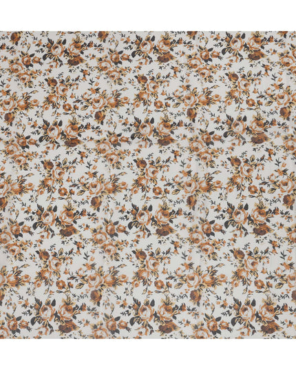 White Multicolor Cotton Voile Traditional Sudanese Thobe with Floral Print, 4.5 Mtrs Piece, Width 140 Cms, Made in India-D26462