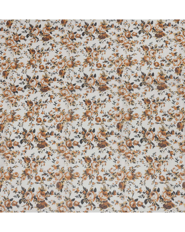 White Multicolor Cotton Voile Traditional Sudanese Thobe with Floral Print, 4.5 Mtrs Piece, Width 140 Cms, Made in India-D26462