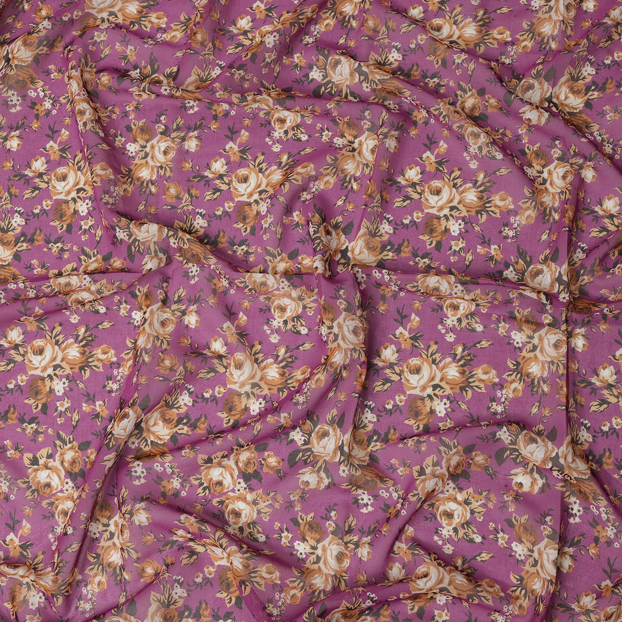 Purple Cotton Voile Traditional Sudanese Thobe with Floral Print, 4.5 Mtrs Piece, Width 140 Cms, Made in India-D26465