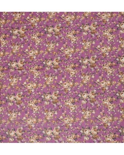 Purple Cotton Voile Traditional Sudanese Thobe with Floral Print, 4.5 Mtrs Piece, Width 140 Cms, Made in India-D26465