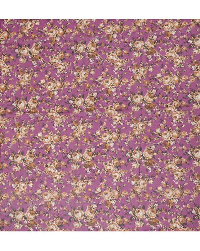 Purple Cotton Voile Traditional Sudanese Thobe with Floral Print, 4.5 Mtrs Piece, Width 140 Cms, Made in India-D26465
