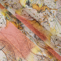 Orange & Yellow Abstract Floral Printed Somali Cotton Voile Dirac Fabric, 3.5 Mtrs Piece, 140 cm Width, Made in India-D26664